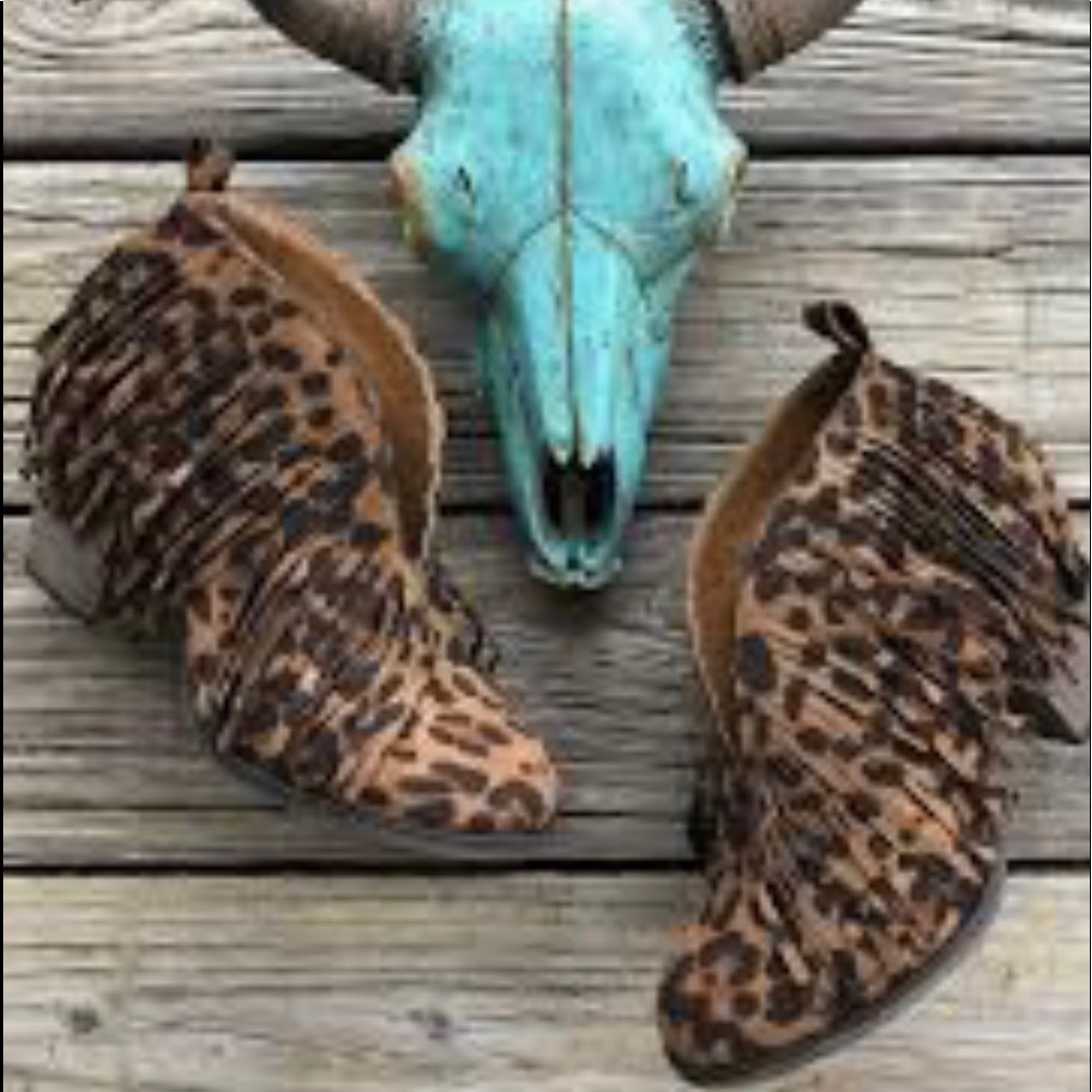 Fringe Leopard Print Booties